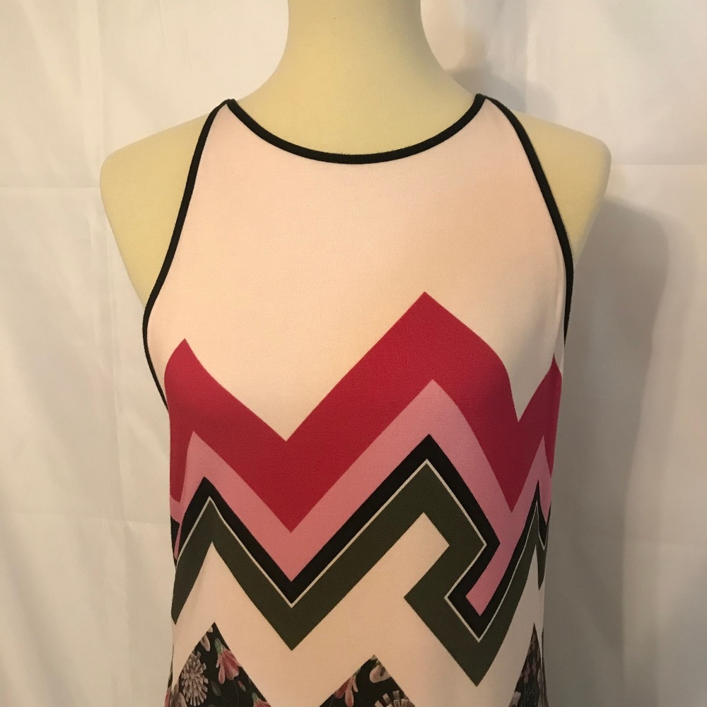 Women's Pink Chevron Print Halter Dress